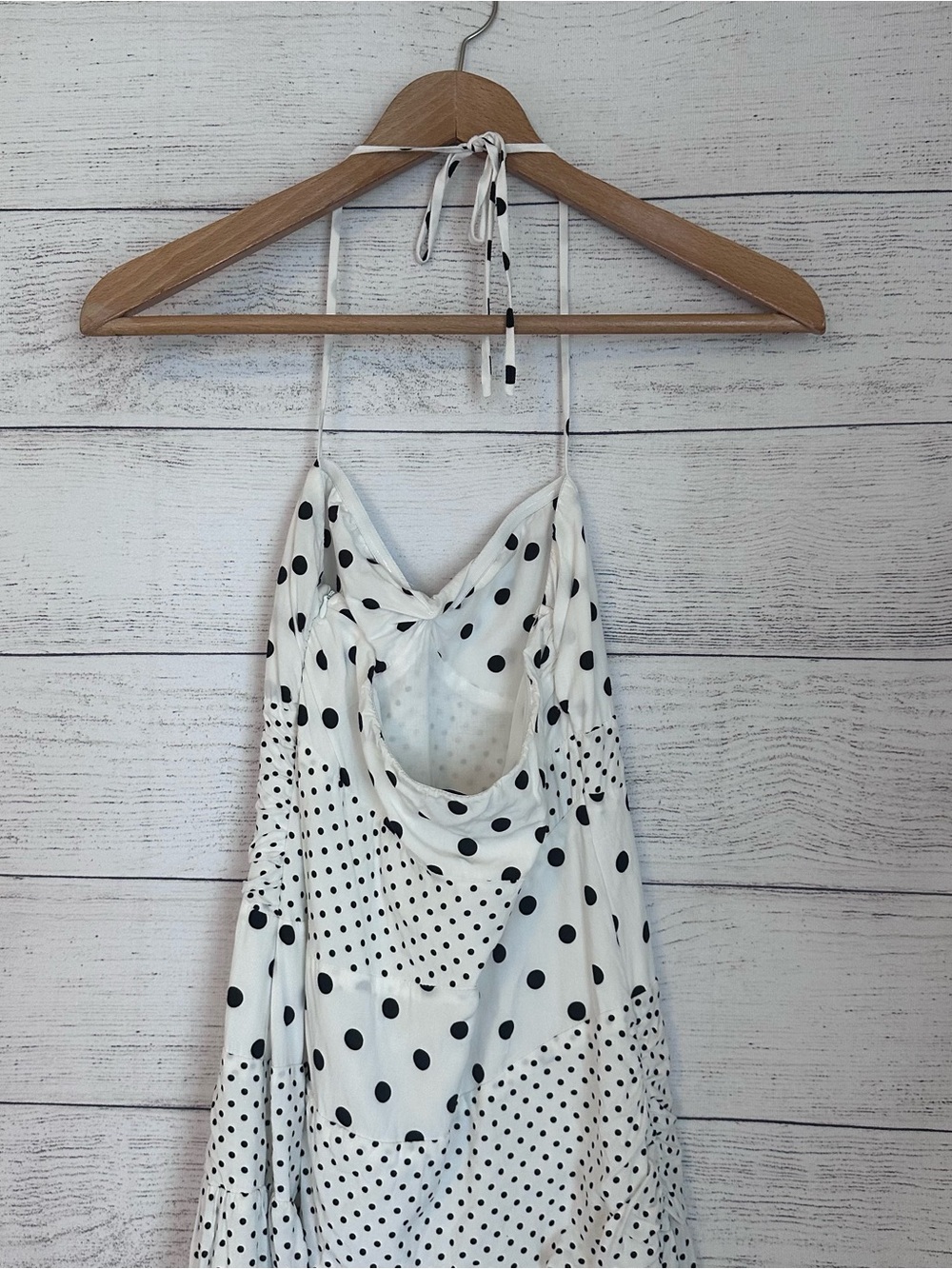 Princess Polly Marguerite Halter Maxi Dress White Polka Dot. - Picture 8 of 11